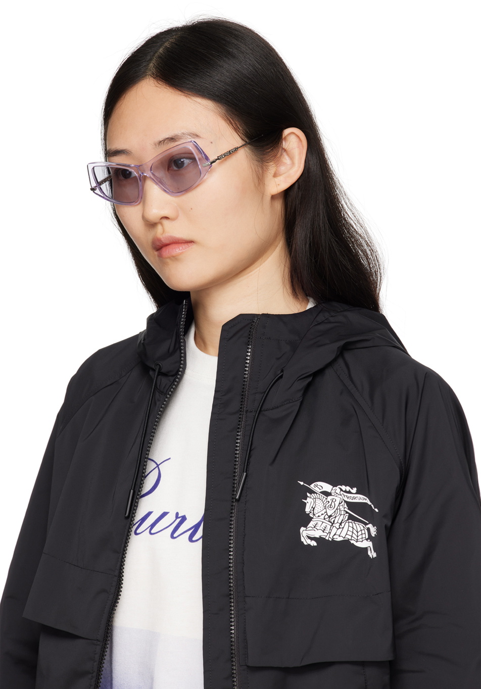 Burberry Purple Geometric Cat-Eye Acetate Sunglasses Burberry display picture 2