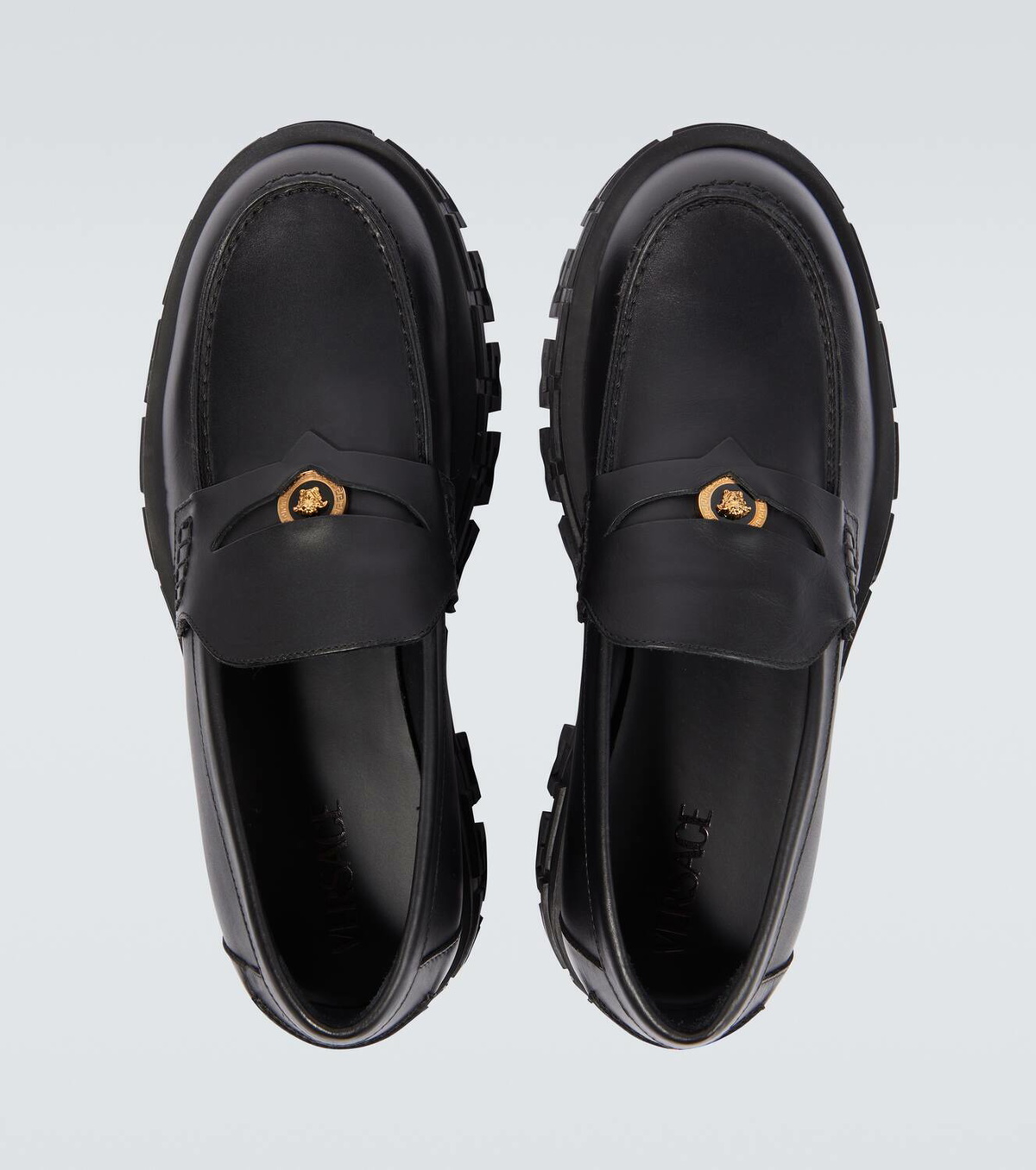 Versace Greca Portico leather loafers