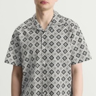 Wax London Men's Didcot Tile Print Vacation Shirt in Ecru/Black