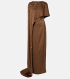 Marmar Halim Embellished caped draped gown