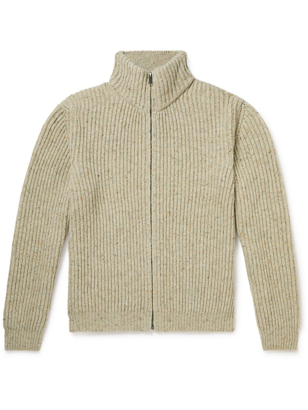 Photo: Massimo Alba - Bergen Ribbed Wool, Yak and Cashmere-Blend Zip-Up Cardigan - Neutrals