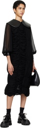 Comme des Garçons Black Georgette Faux-Leather Midi Dress
