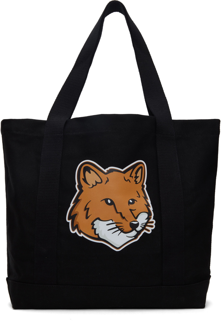 Maison Kitsune Fox Head Tote Front Logo Patch Gray main image 1