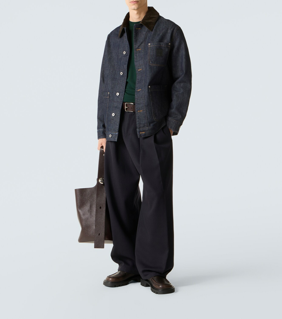 Loewe Corduroy-trimmed denim jacket