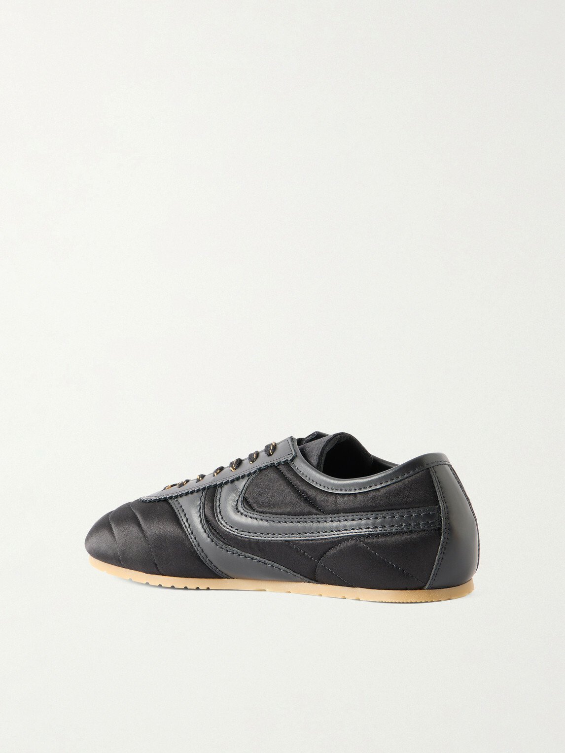 Dries Van Noten - Leather-Trimmed Quilted Satin Sneakers - Black
