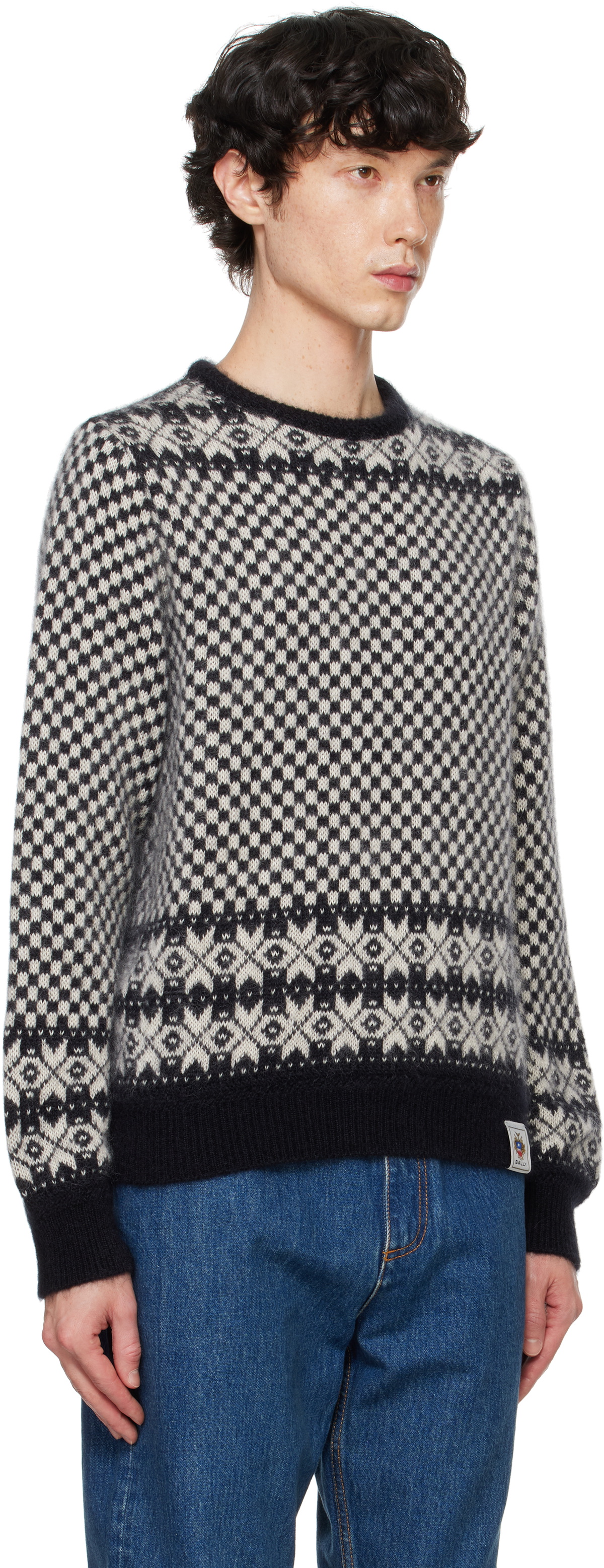 Bally Black & White Mohair & Silk Sweater