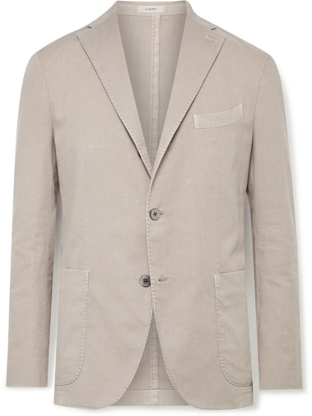 Photo: Boglioli - Unstructured Stretch Cotton and Linen-Blend Suit Jacket - Gray