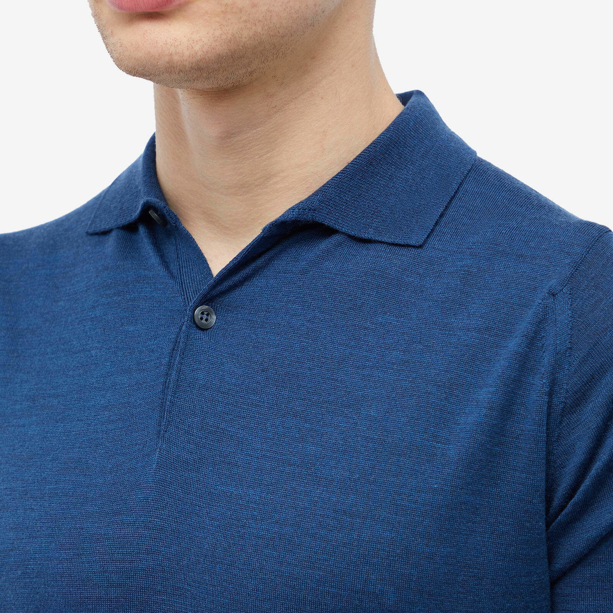John Smedley Men's Payton Merino Knit Polo Shirt in Indigo John