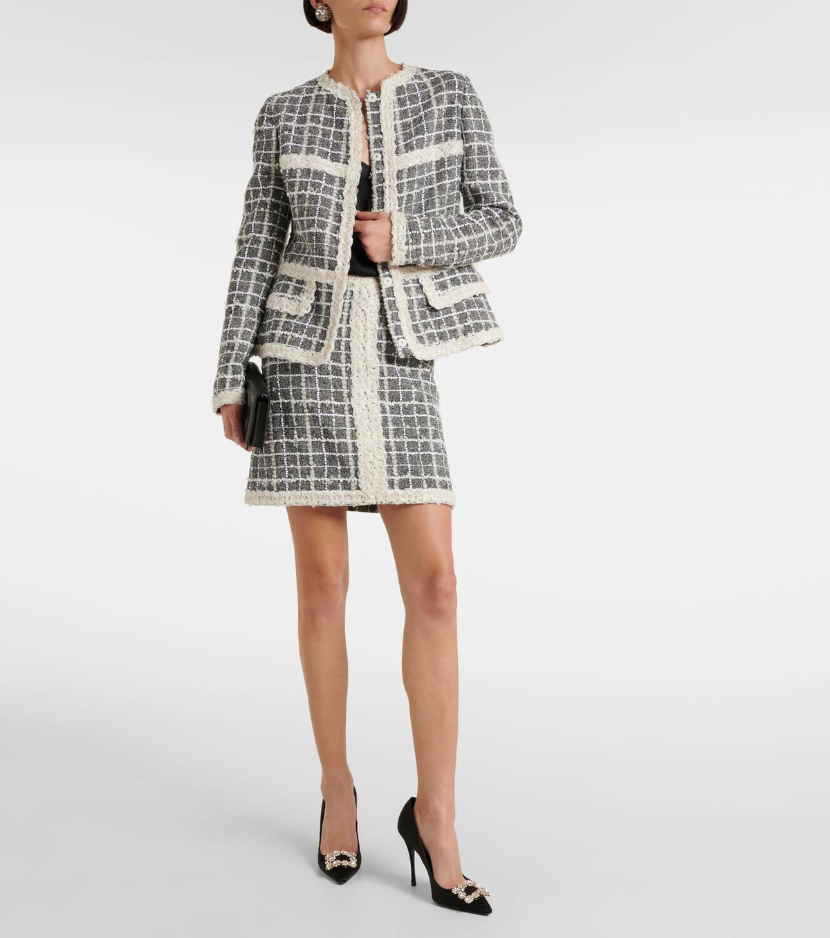 Giambattista Valli Checked wool-blend bouclé miniskirt