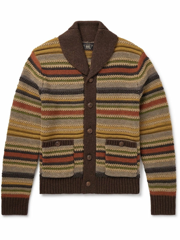 RRL - Shawl-Collar Intarsia Wool-Blend Zip-Up Cardigan - Brown RRL