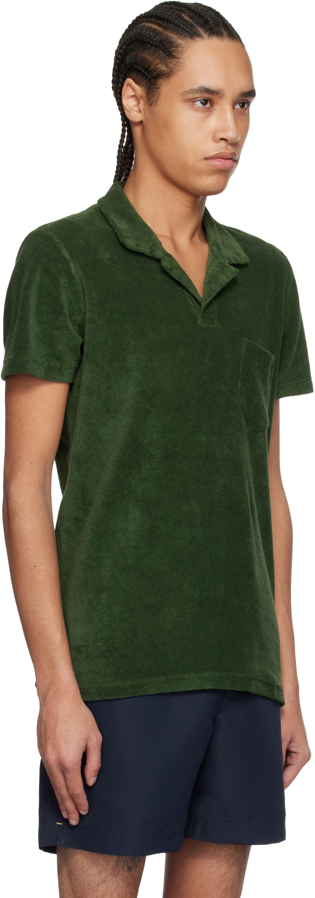 Orlebar Brown Green Terry Towelling Polo