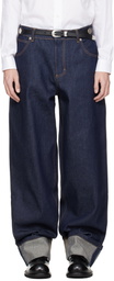Charles Jeffrey LOVERBOY Navy Knitted Pocket Loose Fit Jeans