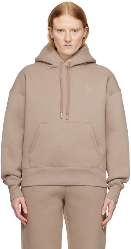 Photo: AMI Paris Taupe Ami de Cœur Hoodie