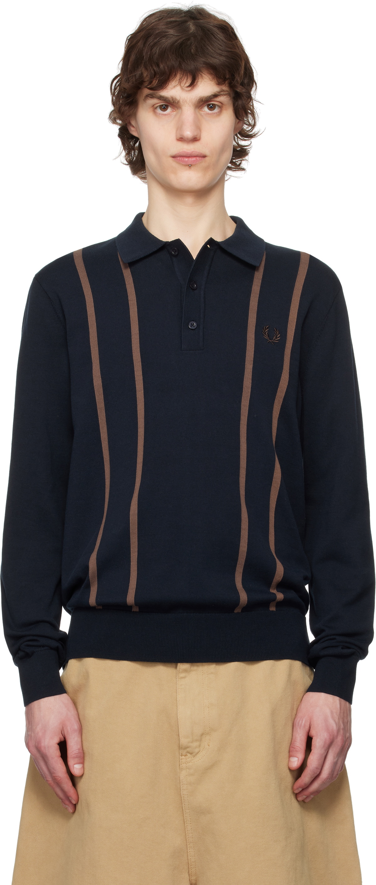 Fred Perry Navy Knitted Polo
