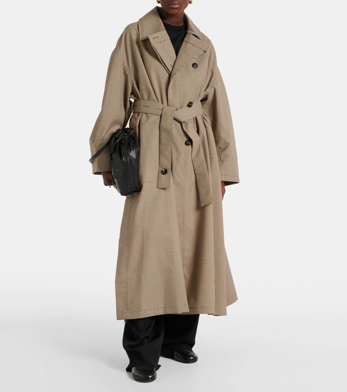 CO Checked wool-blend trench coat