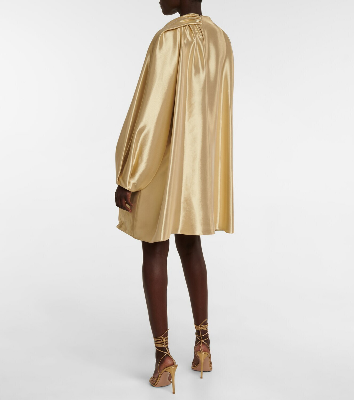 Fendi Asymmetric silk-blend lamé minidress Fendi