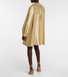 Fendi Asymmetric silk-blend lamé minidress