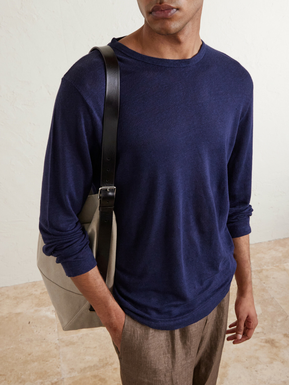 Hartford - Linen-Jersey T-Shirt - Blue
