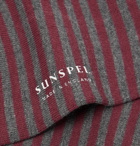Sunspel - Striped Stretch Cotton-Blend Socks - Burgundy