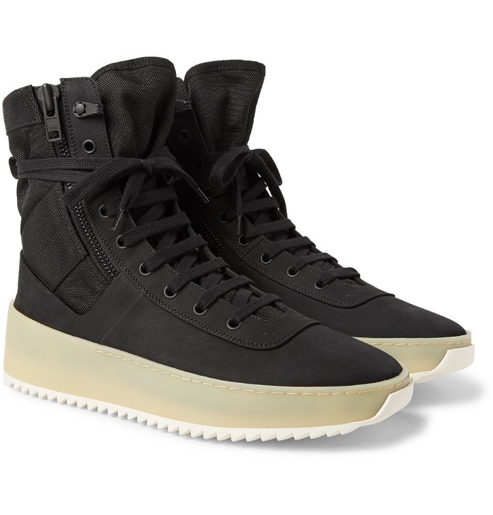 Photo: Fear of God - Jungle Nubuck and Canvas High-Top Sneakers - Men - Black