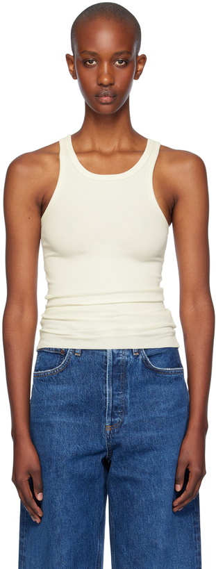 Photo: ÉTERNE Off-White High Neck Fitted Tank Top