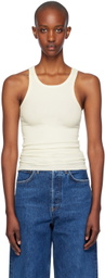 ÉTERNE Off-White High Neck Fitted Tank Top