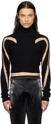 Mugler Black Paneled Turtleneck