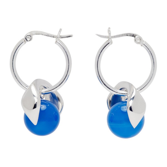 Photo: Sapir Bachar Silver and Blue Agate Hoop Earrings