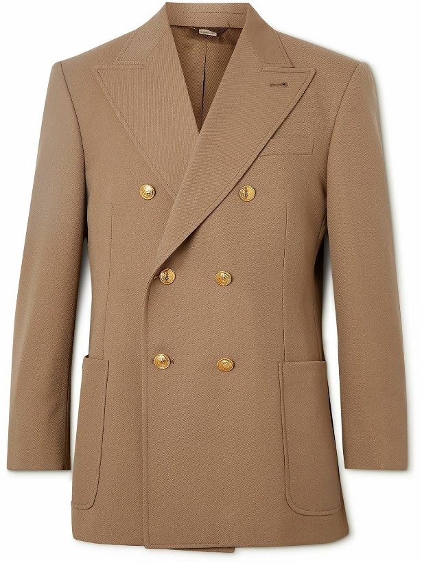Photo: GUCCI - Double-Breasted Wool-Twill Blazer - Brown