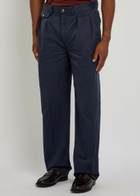 Gant Pleated Cotton-twill Chinos Navy