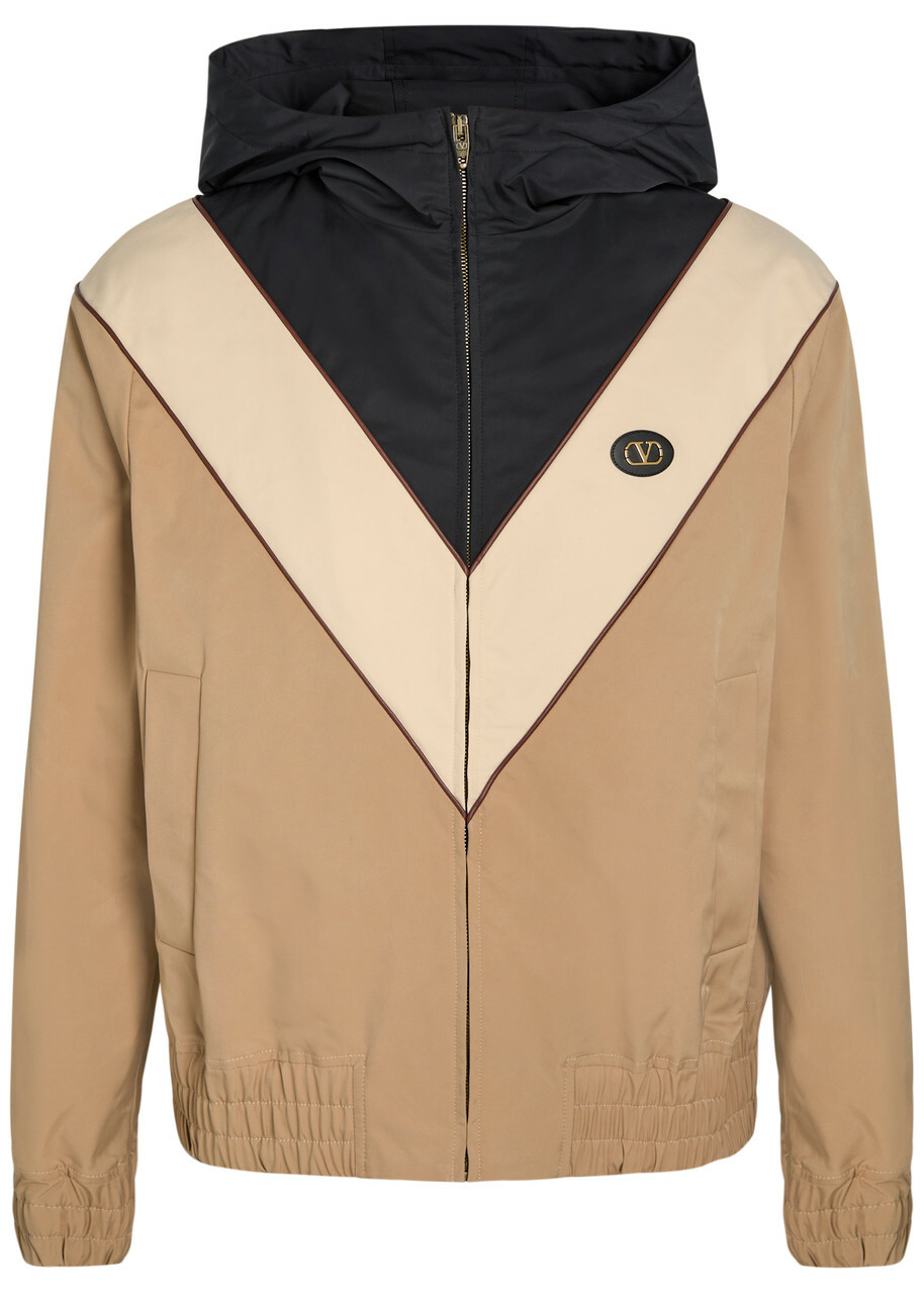Valentino Garavani Vlogo Panelled Hooded Stretch-shell Jacket Multicoloured 1
