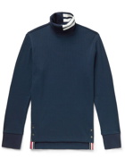 THOM BROWNE - Slim-Fit Ribbed Cotton Rollneck Sweater - Blue - 0