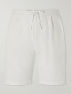 Frescobol Carioca - Rui Straight-Let Pleated Drawstring Shorts - Neutrals