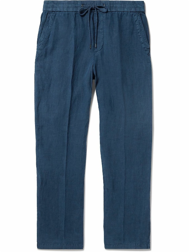 Photo: James Perse - Straight-Leg Garment-Dyed Linen Drawstring Trousers - Blue