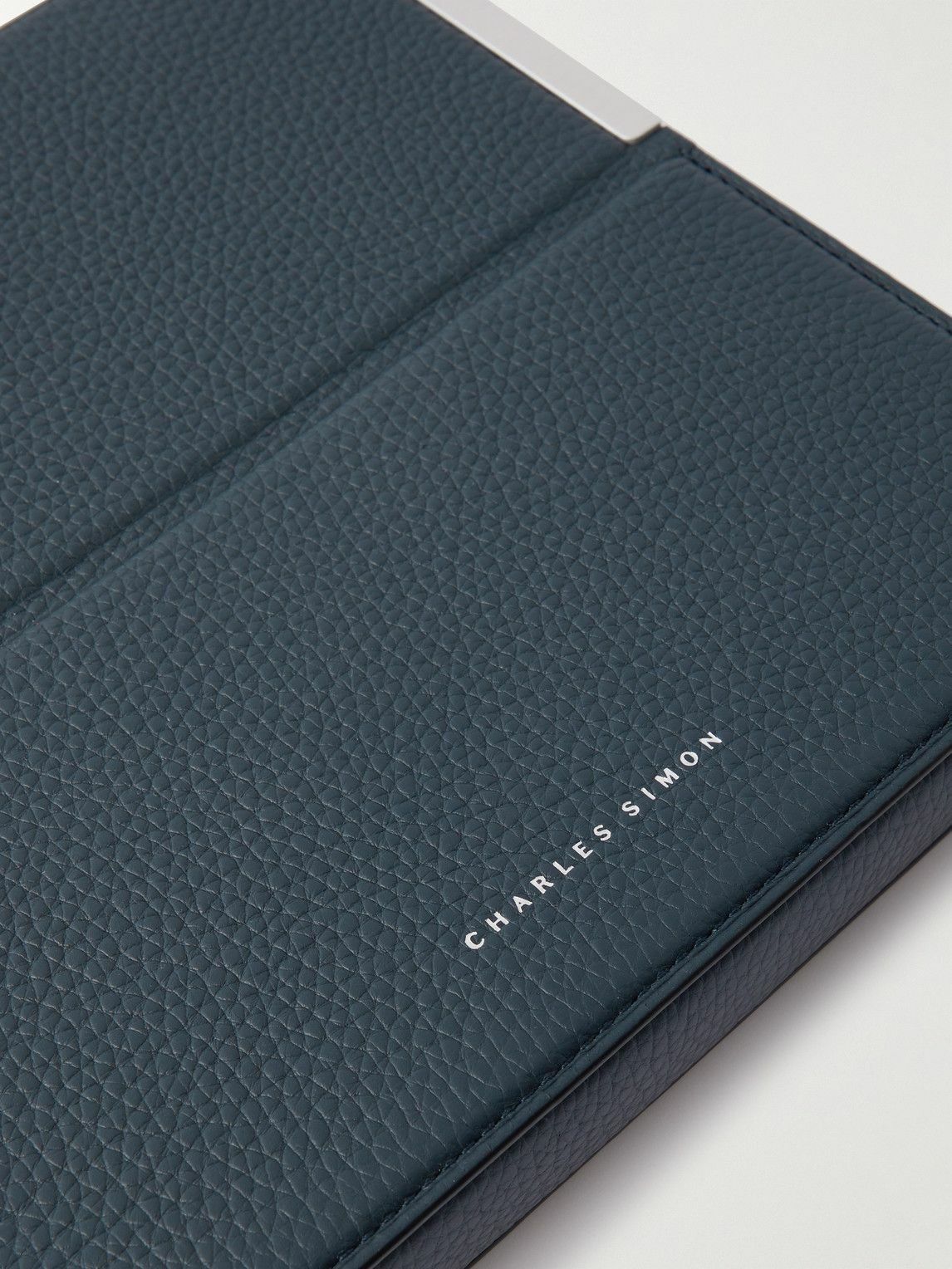 Charles Simon - Logo-Print Full-Grain Leather and Silver-Tone Travel Wallet