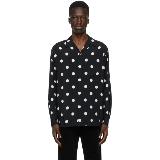 Photo: WACKO MARIA Black and White Dots Open Collar Shirt