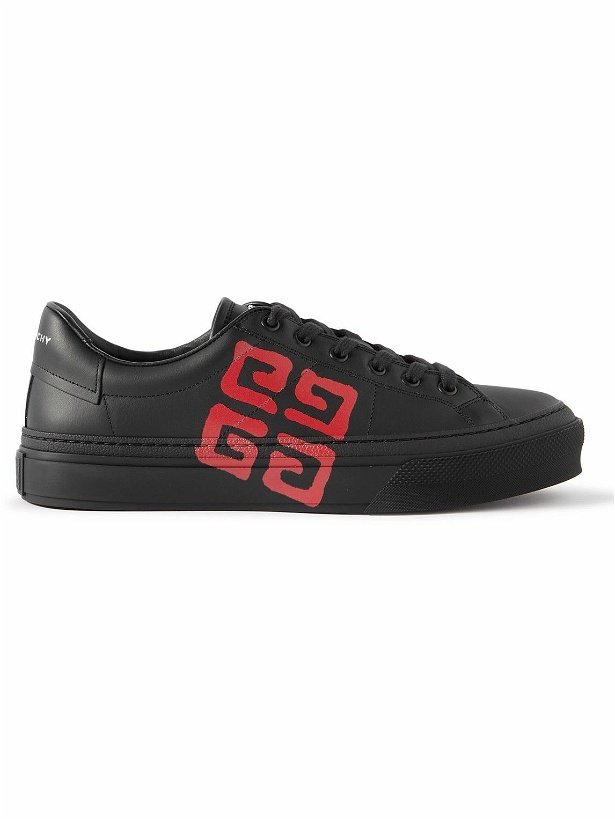 Photo: Givenchy - City Sport Logo-Print Leather Sneakers - Black