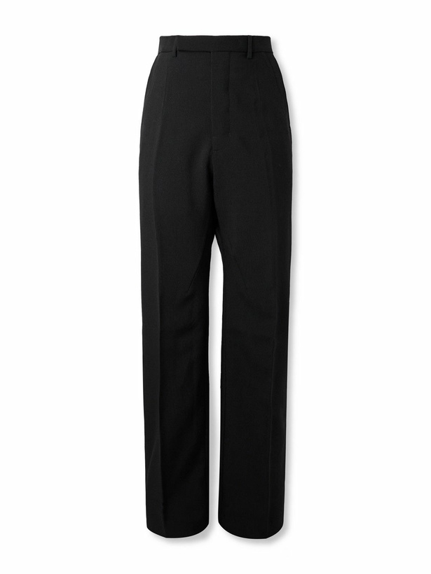 Photo: Rick Owens - Geth Straight-Leg Grain de Poudre Wool Trousers - Black