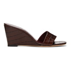 Staud Brown Croc Billie Wedge Sandals