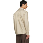 BOSS Beige Spread Collar Casual-Fit Cotton Shirt