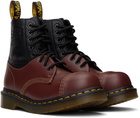 MM6 Maison Margiela Burgundy & Black Dr. Martens Edition 1460 Twist ST Boots