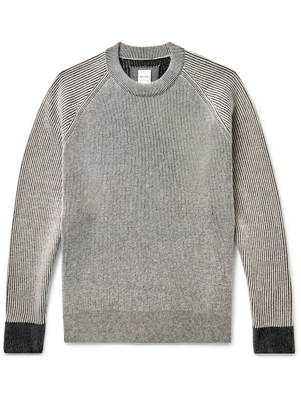 Photo: Paul Smith - Ribbed Wool and Cotton-Blend Sweater - Gray