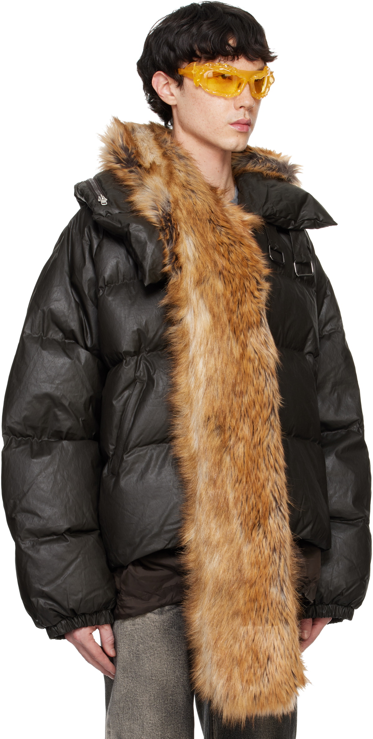 Ottolinger Brown Deconstructed Double Zip Puffer Jacket