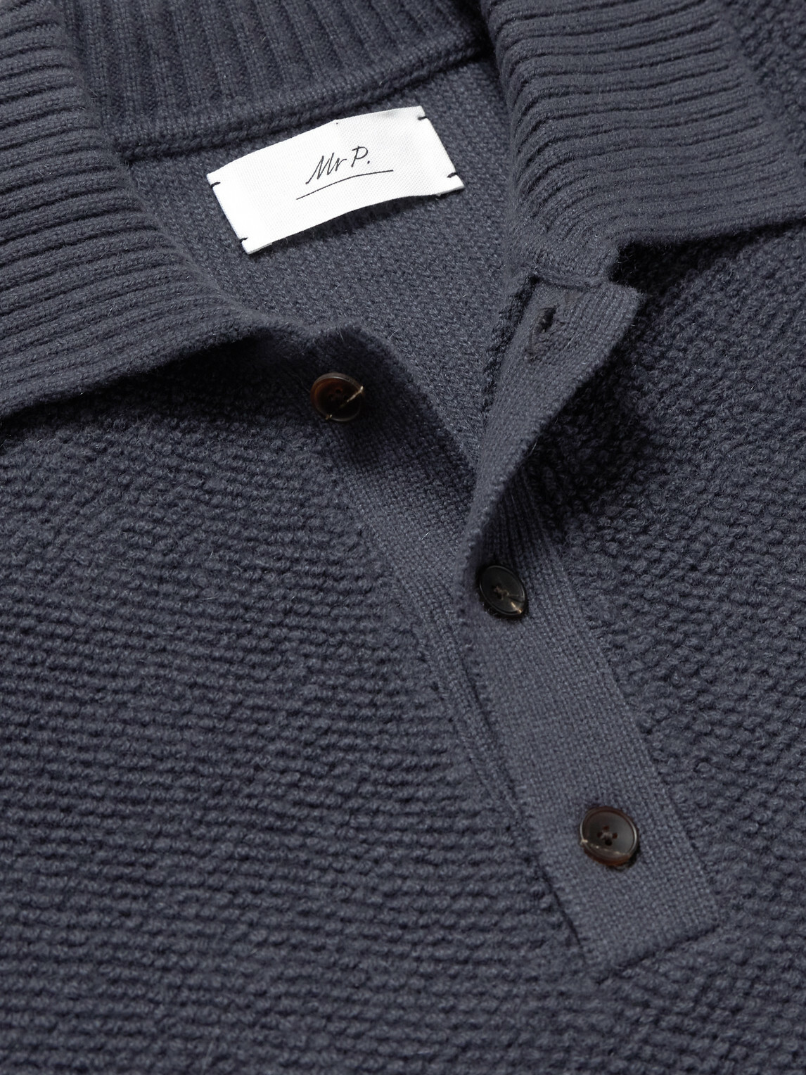 Mr P. - Textured-Cashmere Polo Shirt - Black