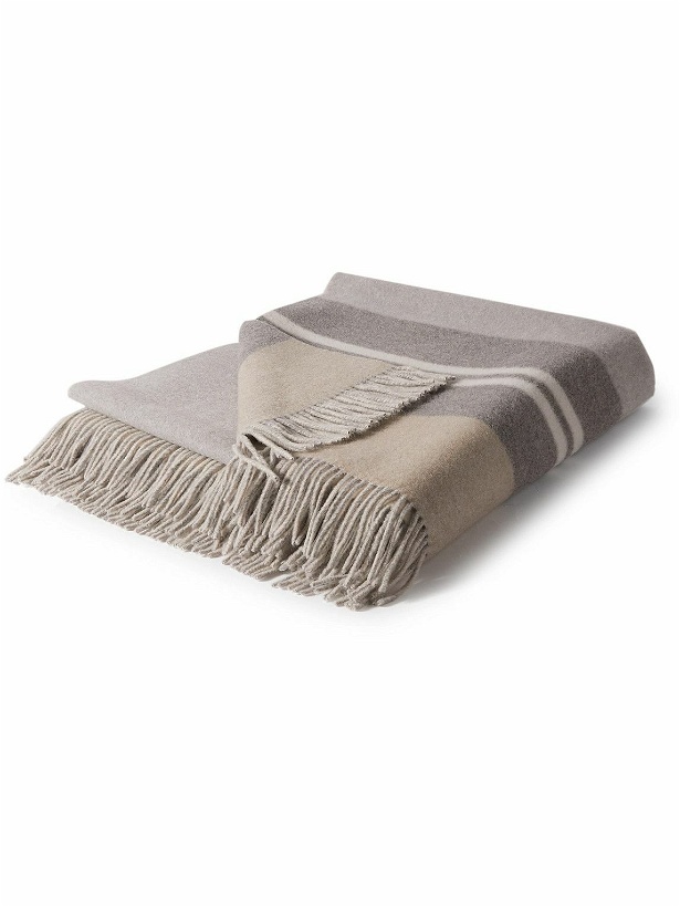 Photo: Brunello Cucinelli - Fringed Striped Two-Tone Cashmere Throw