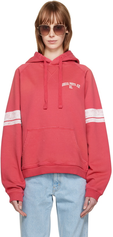 Photo: GUESS USA Pink Varsity Hoodie