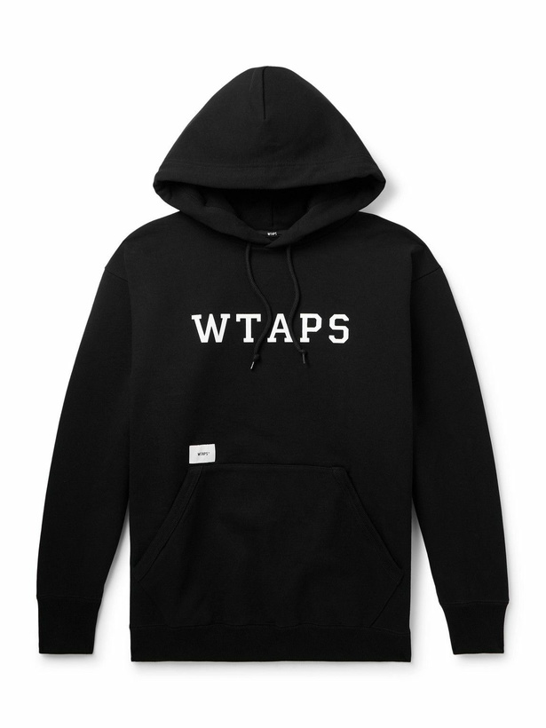 Photo: WTAPS - Academy Logo-Print Appliquéd Cotton-Jersey Hoodie - Black