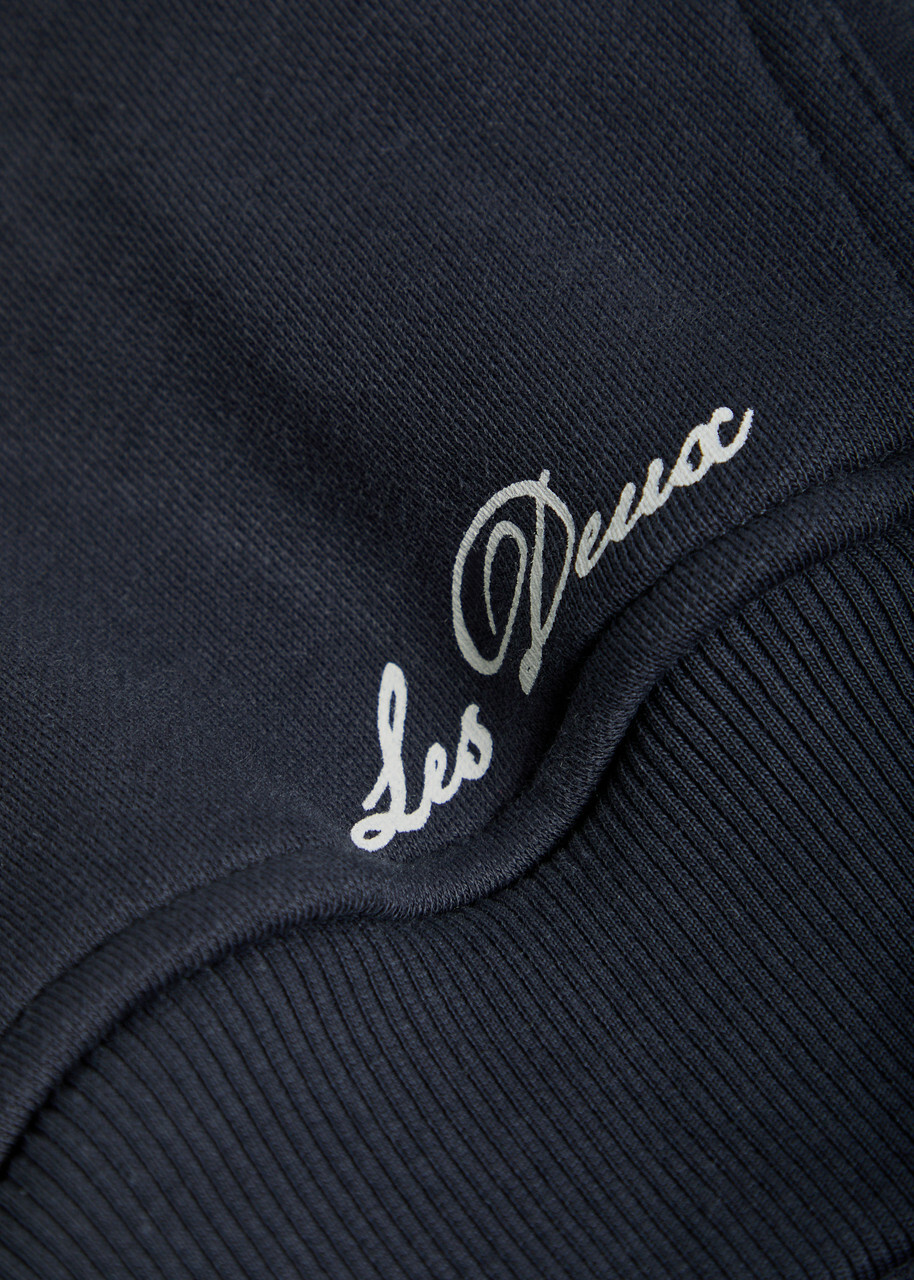 Les Deux Ben Artist Hooded Cotton Sweatshirt Navy