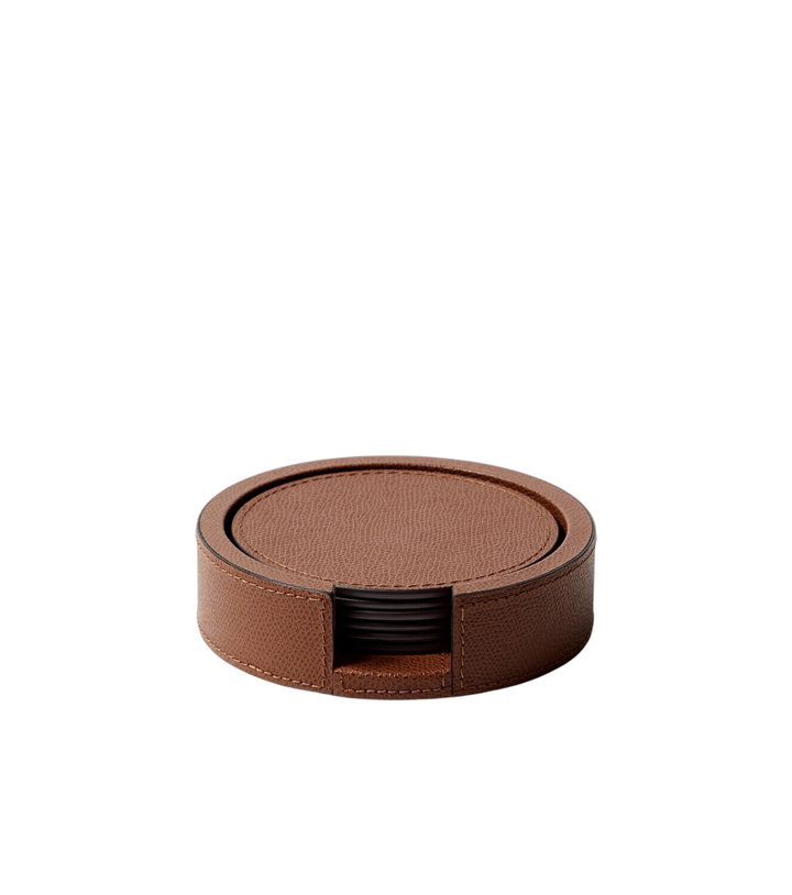 Photo: Giobagnara Set of 6 leather coasters with holder