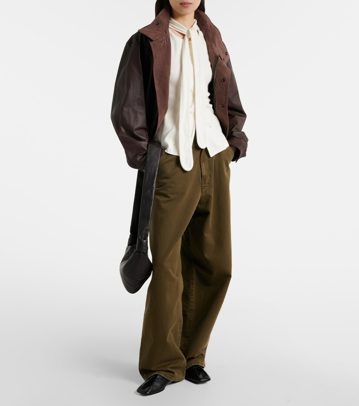 Lemaire Scarf-detail cotton and linen jersey top